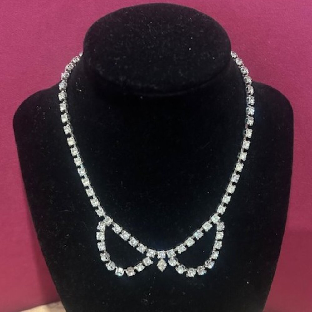 KRAMER Clear Rhinestone Black Tie Choker NECKLACE
